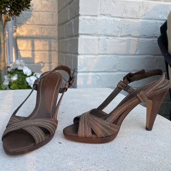 Banana Republic heels platform slingback brown 7.5 - Picture 5 of 16